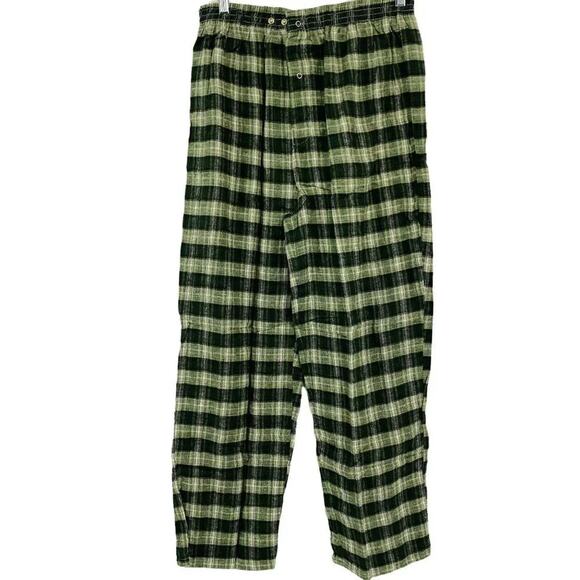 Northwest Territory Flannel Pajama Mens XL Green Plaid Snap Button 2pc Lounge XL - Picture 6 of 11